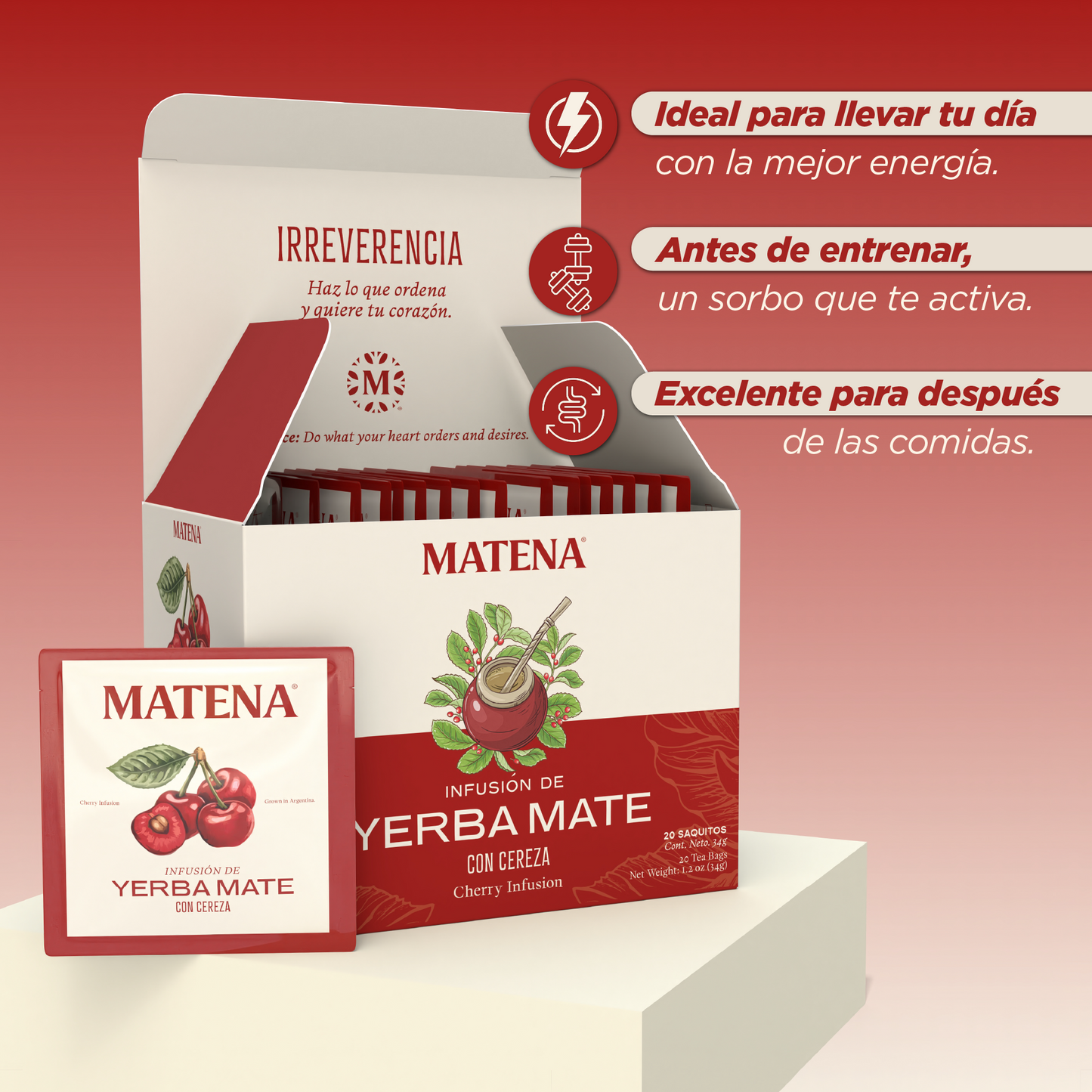 Yerba Mate en Saquitos con CEREZA (caja x 20 unidades)