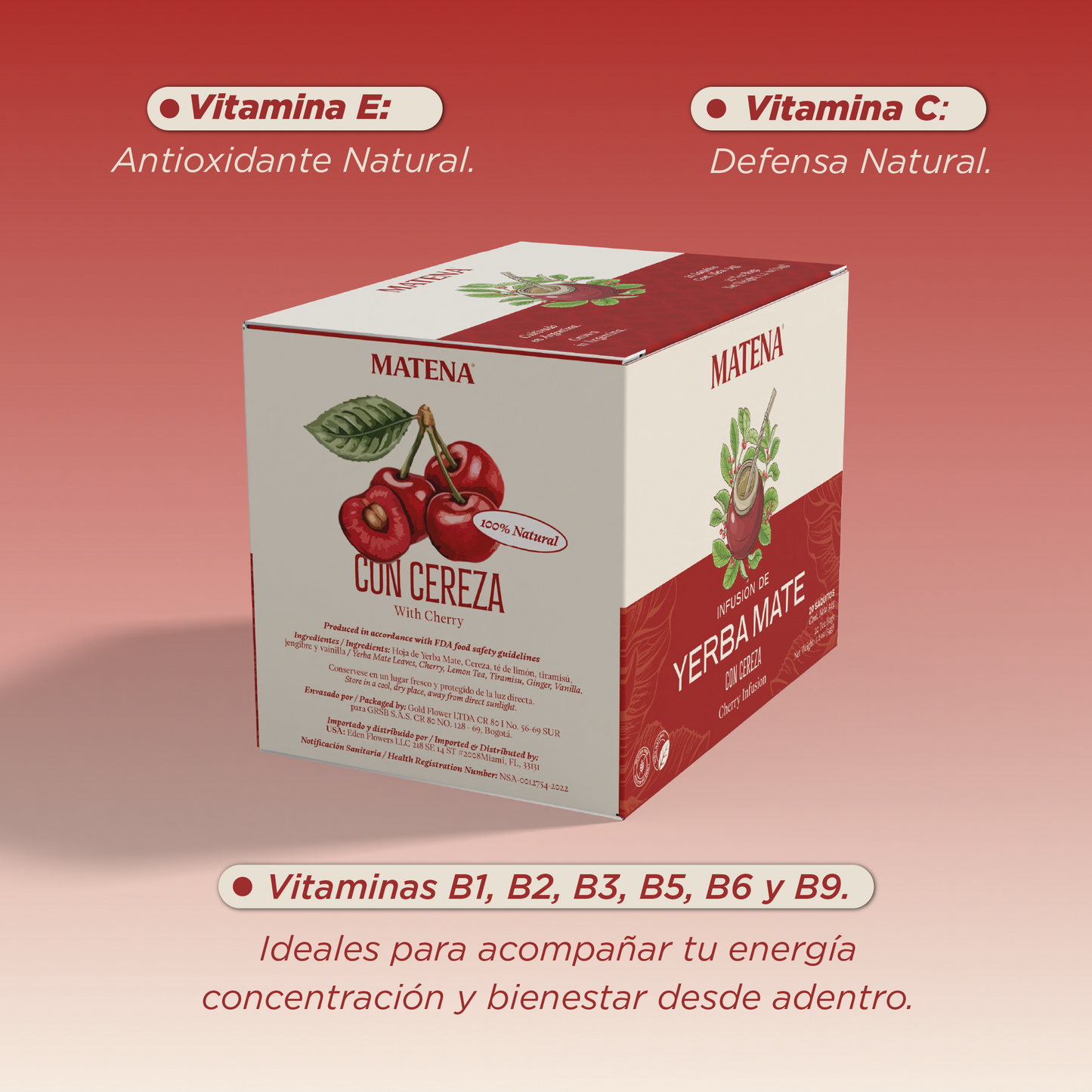 Yerba Mate en Saquitos con CEREZA (caja x 20 unidades)