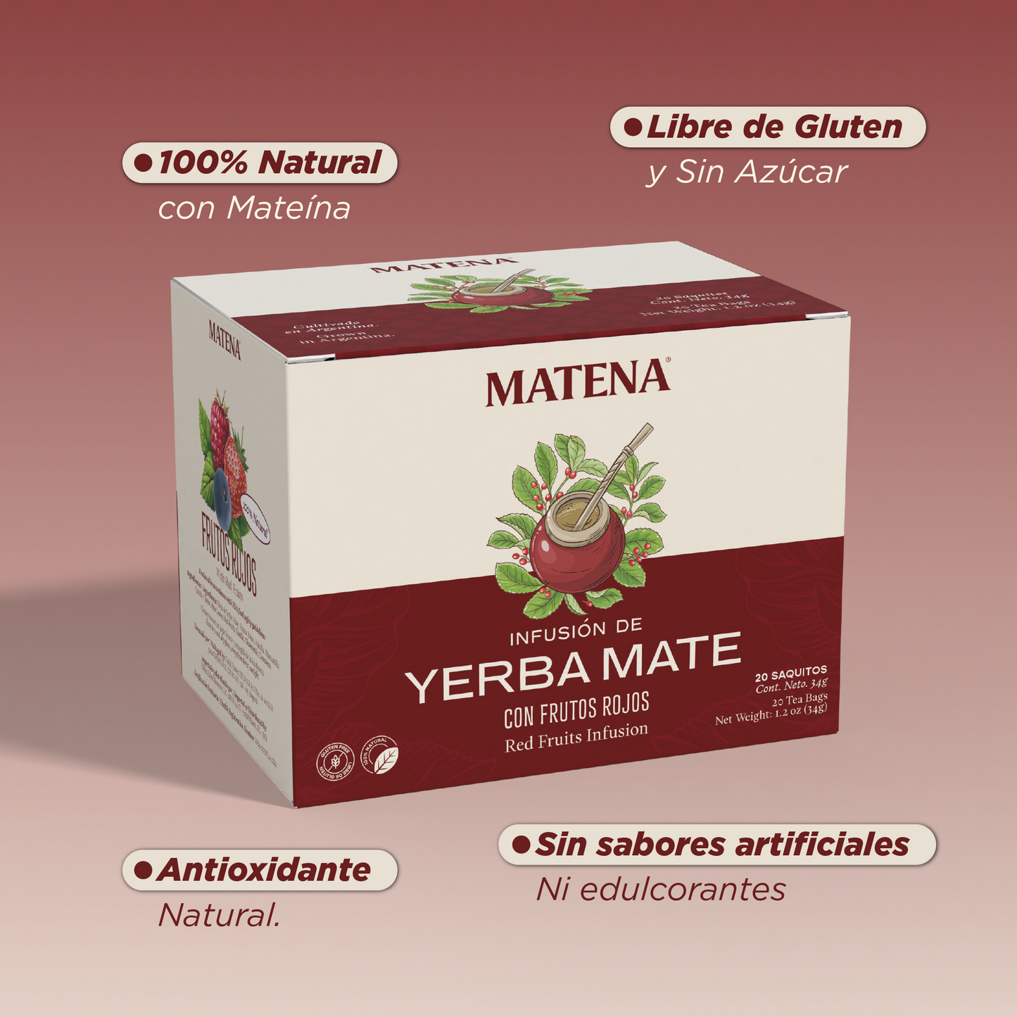 Yerba Mate en Saquitos con FRUTOS ROJOS (caja x 20 unidades)