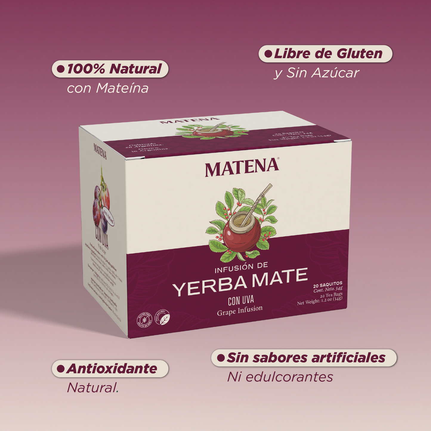 Yerba Mate en Saquitos con UVA (caja x 20 unidades)