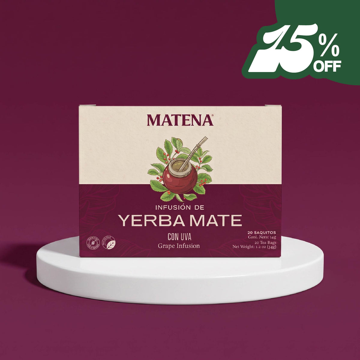 Yerba Mate en Saquitos con UVA (caja x 20 unidades)