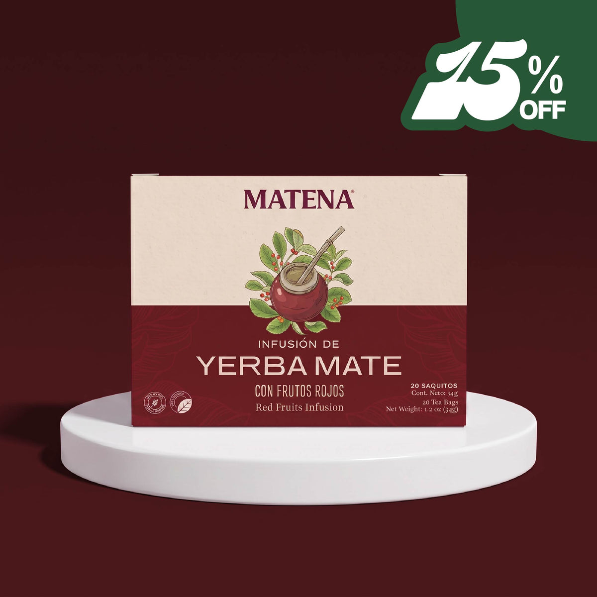 Yerba Mate en Saquitos con FRUTOS ROJOS (caja x 20 unidades)