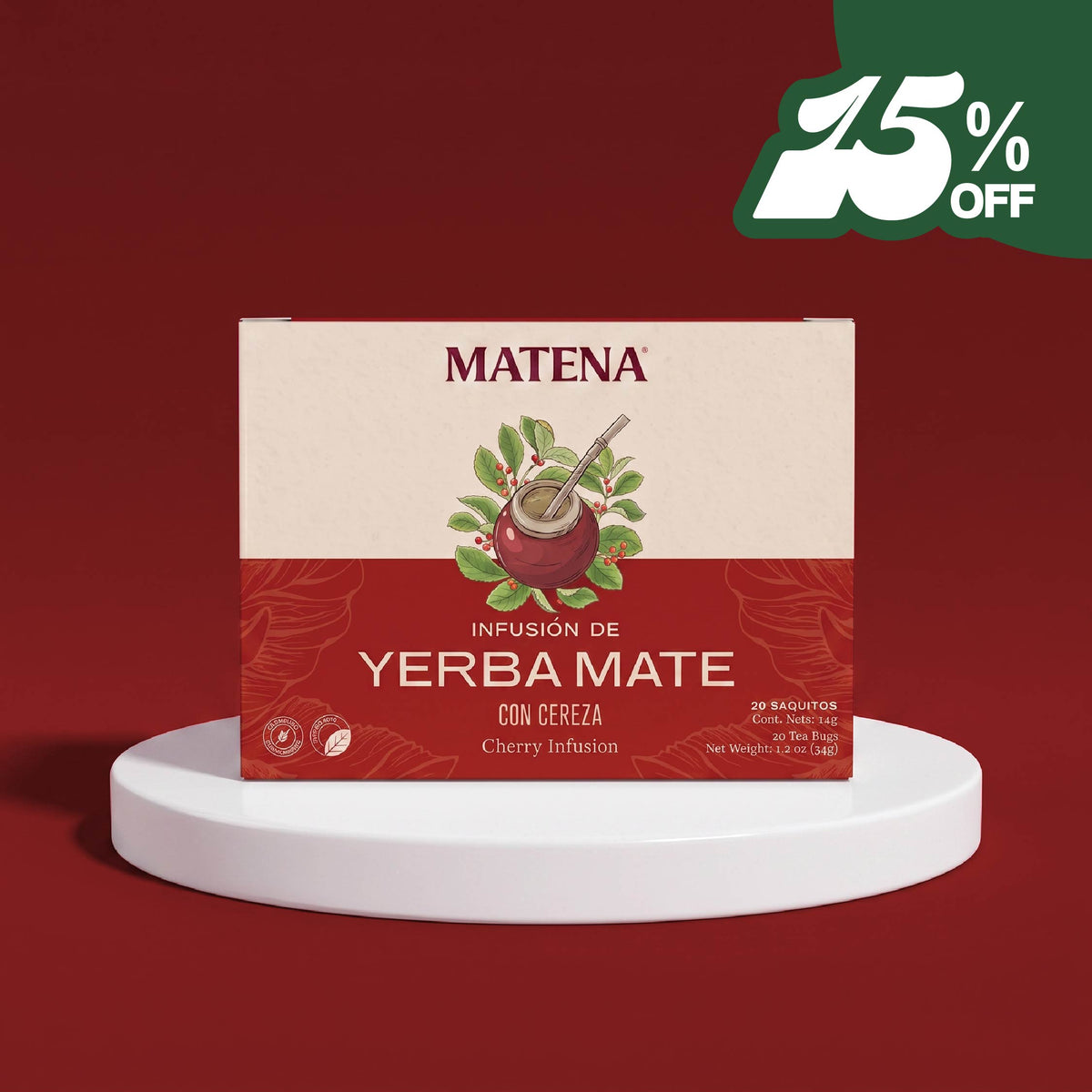 Yerba Mate en Saquitos con CEREZA (caja x 20 unidades)