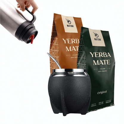 Combo de Mate tipo Camionero color Negro