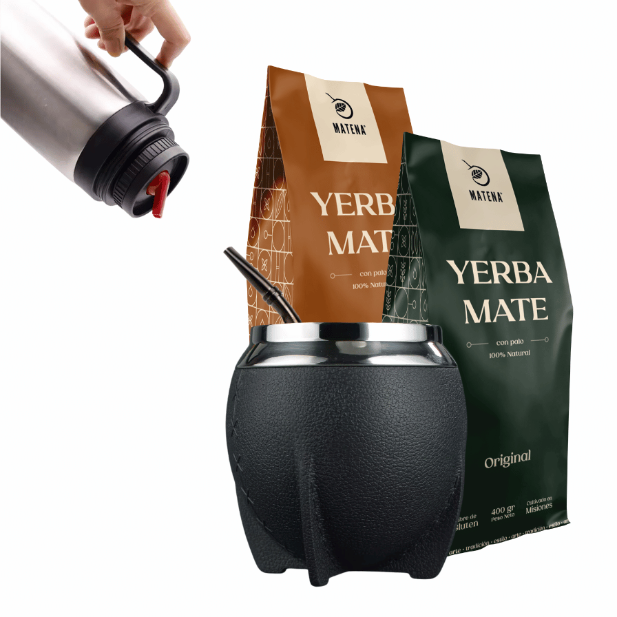 Combo de Mate tipo Camionero color Negro