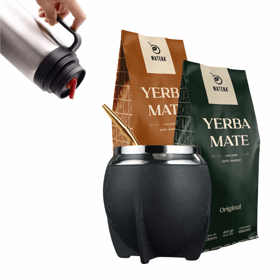 Combo de Mate tipo Camionero color Negro