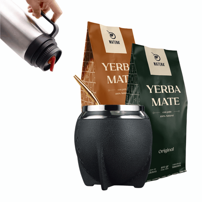 Combo de Mate tipo Camionero color Negro
