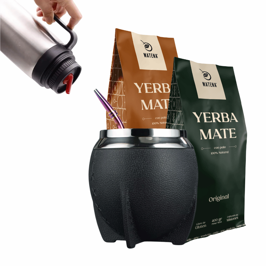 Combo de Mate tipo Camionero color Negro