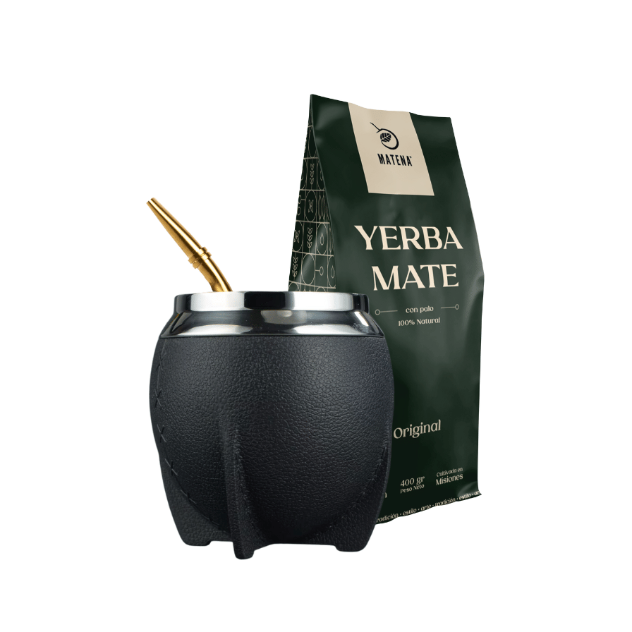 Combo de Mate tipo Camionero color Negro
