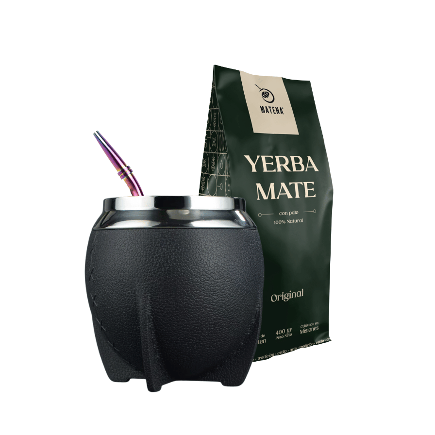 Combo de Mate tipo Camionero color Negro