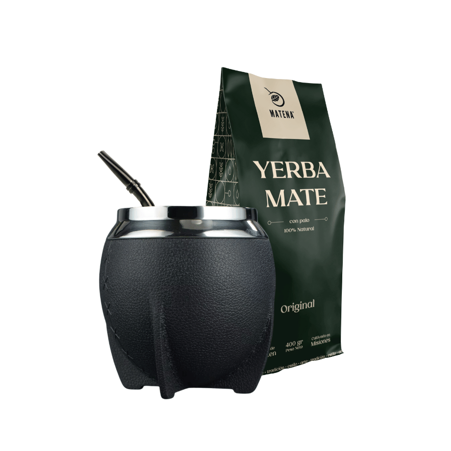 Combo de Mate tipo Camionero color Negro