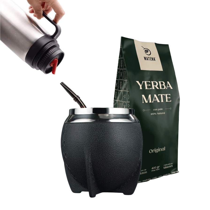 Combo de Mate tipo Camionero color Negro