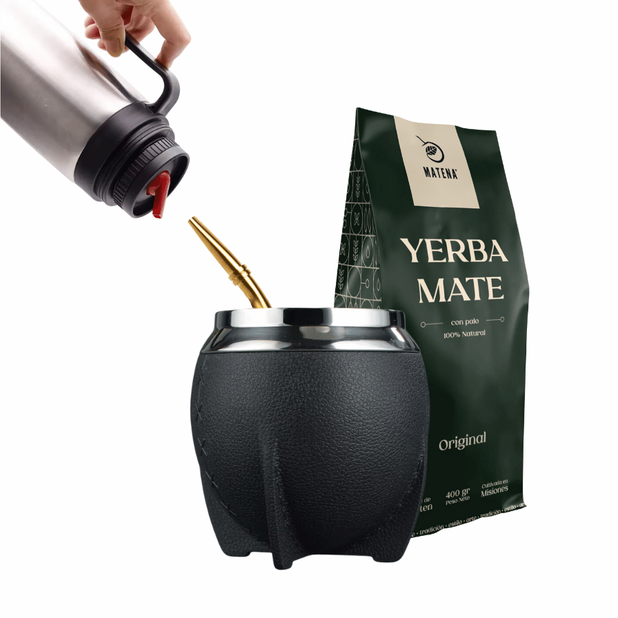Combo de Mate tipo Camionero color Negro