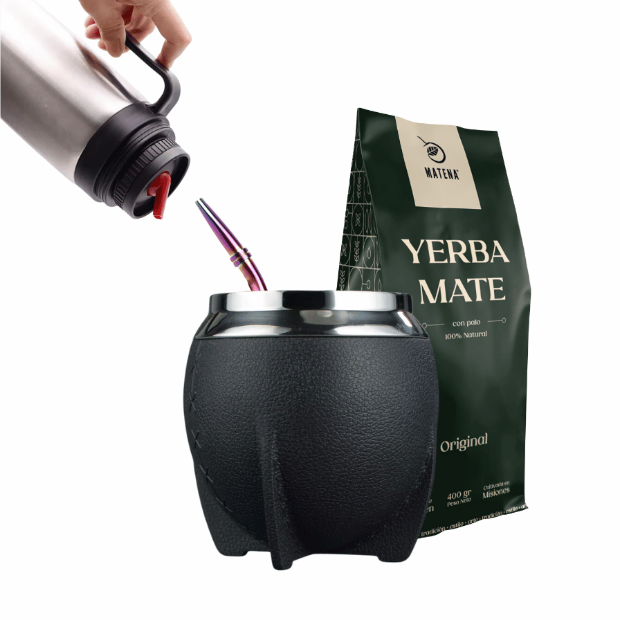 Combo de Mate tipo Camionero color Negro