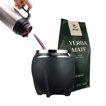 Combo de Mate tipo Camionero color Negro