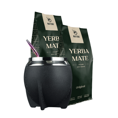 Combo de Mate tipo Camionero color Negro