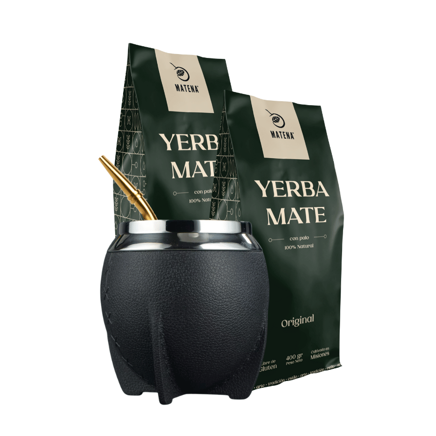 Combo de Mate tipo Camionero color Negro
