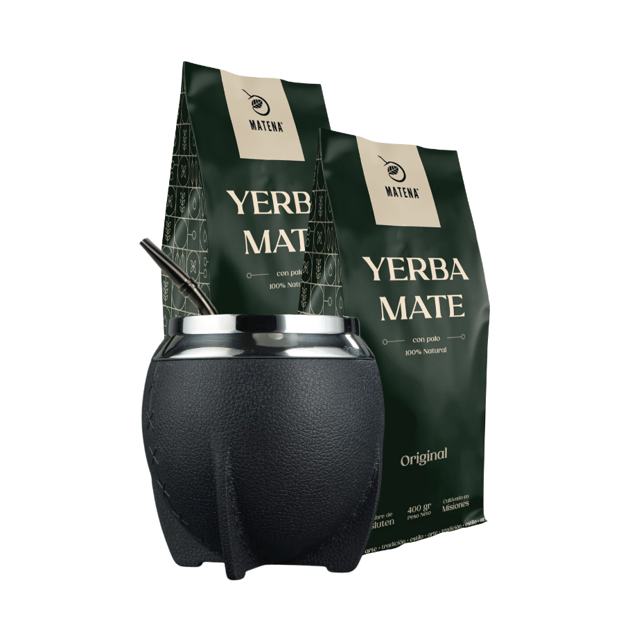 Combo de Mate tipo Camionero color Negro