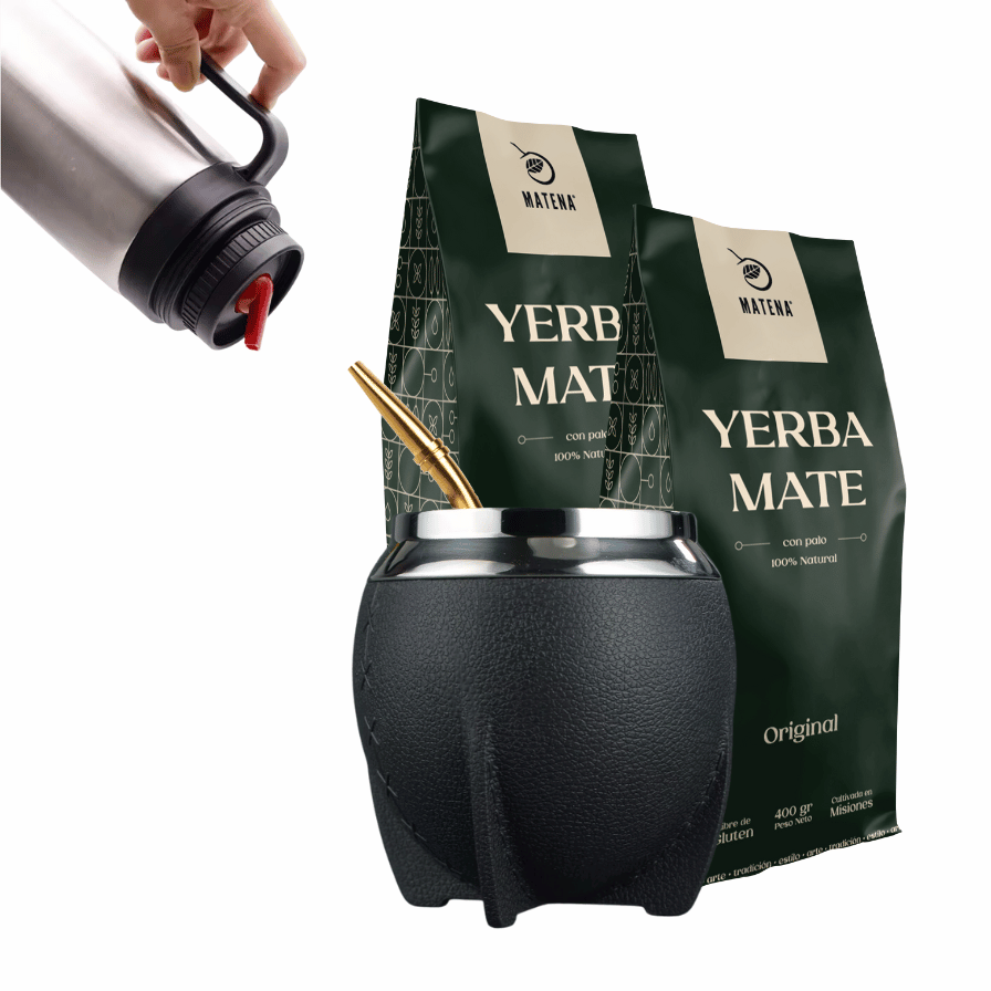 Combo de Mate tipo Camionero color Negro