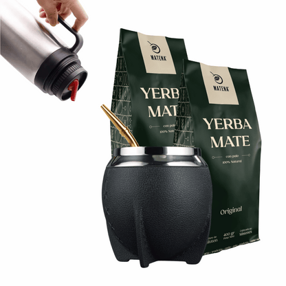 Combo de Mate tipo Camionero color Negro