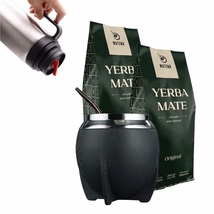 Combo de Mate tipo Camionero color Negro