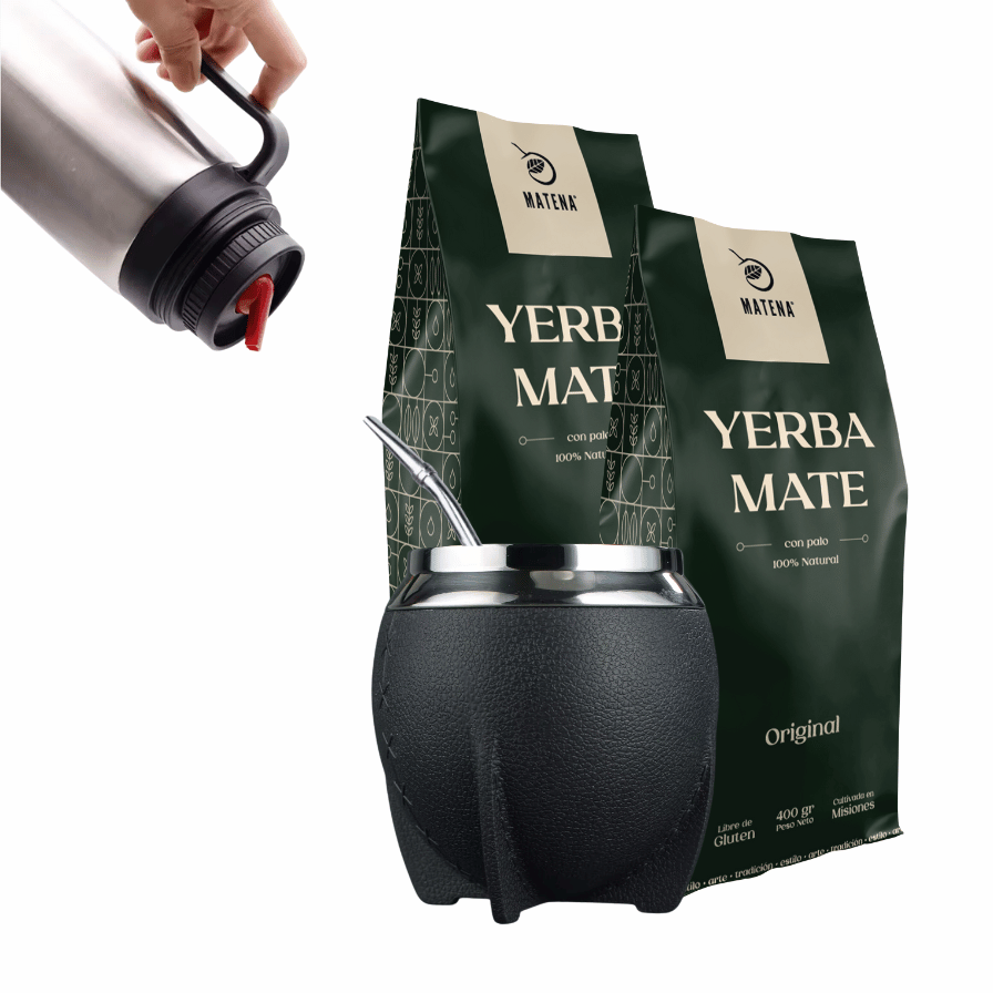 Combo de Mate tipo Camionero color Negro