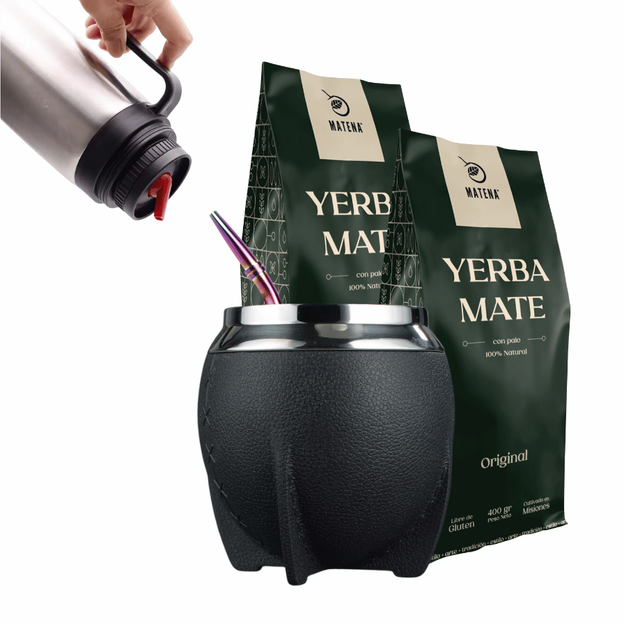 Combo de Mate tipo Camionero color Negro