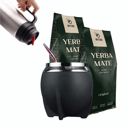 Combo de Mate tipo Camionero color Negro