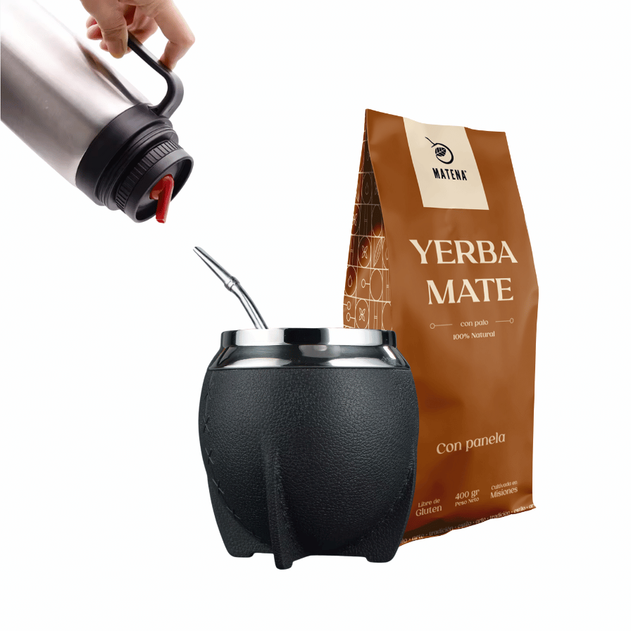 Combo de Mate tipo Camionero color Negro