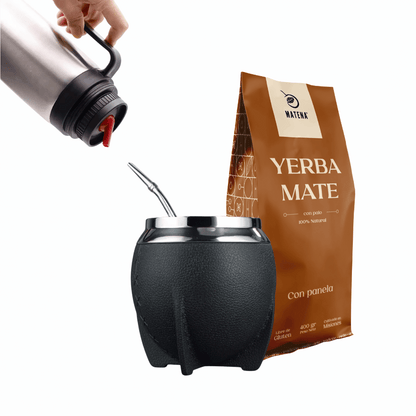 Combo de Mate tipo Camionero color Negro