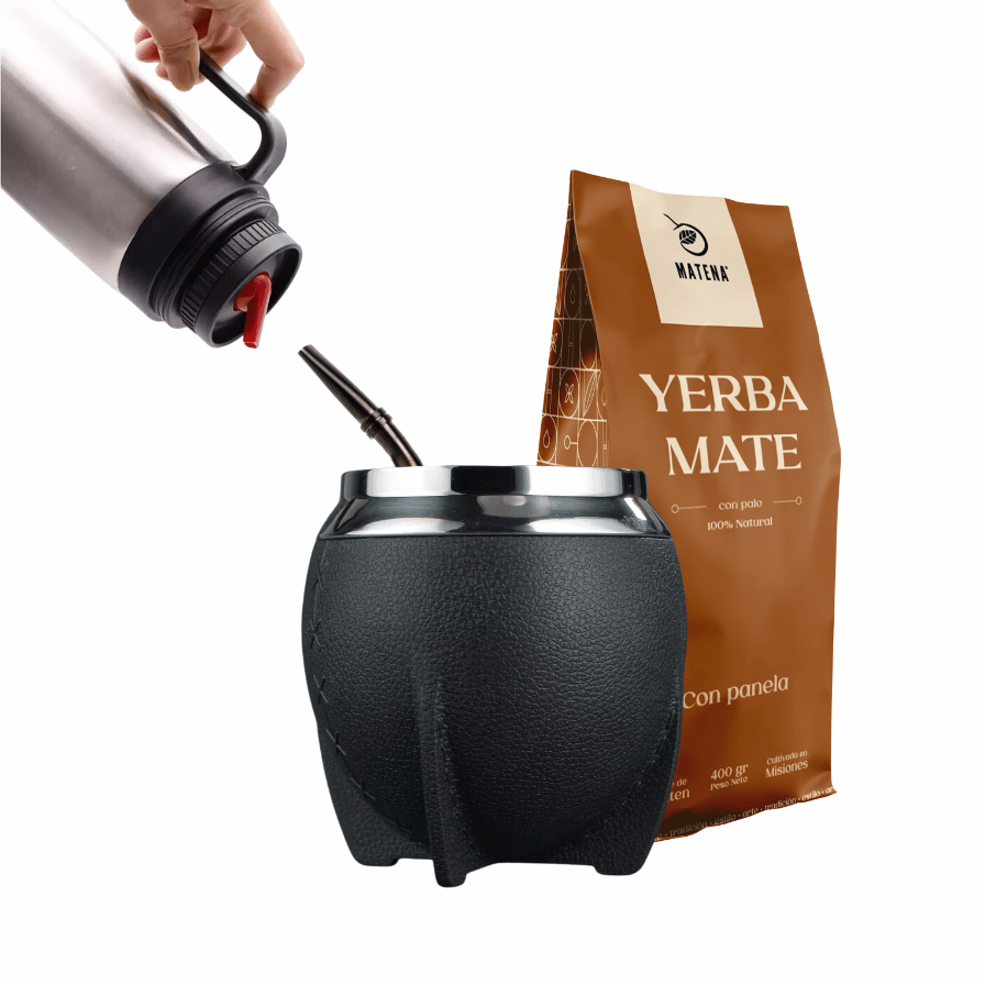 Combo de Mate tipo Camionero color Negro
