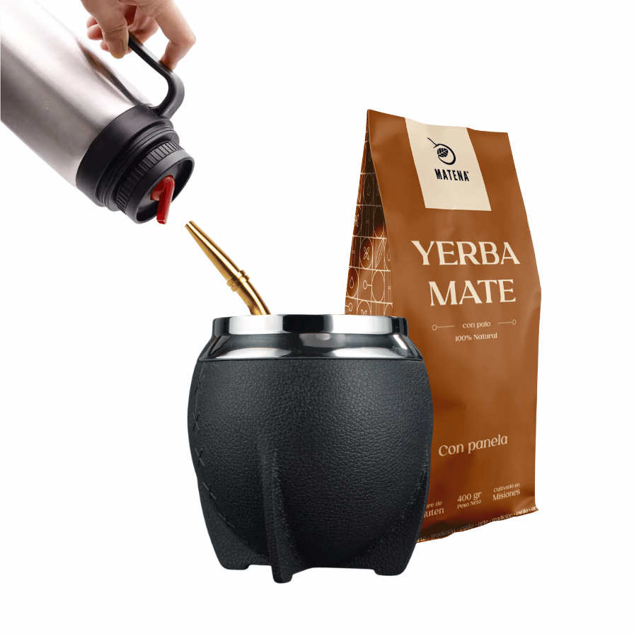 Combo de Mate tipo Camionero color Negro