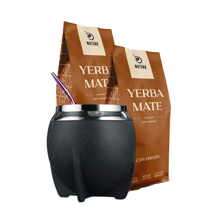 Combo de Mate tipo Camionero color Negro