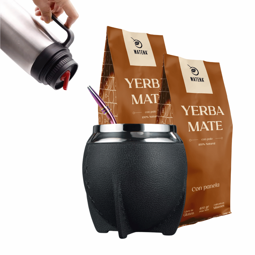 Combo de Mate tipo Camionero color Negro