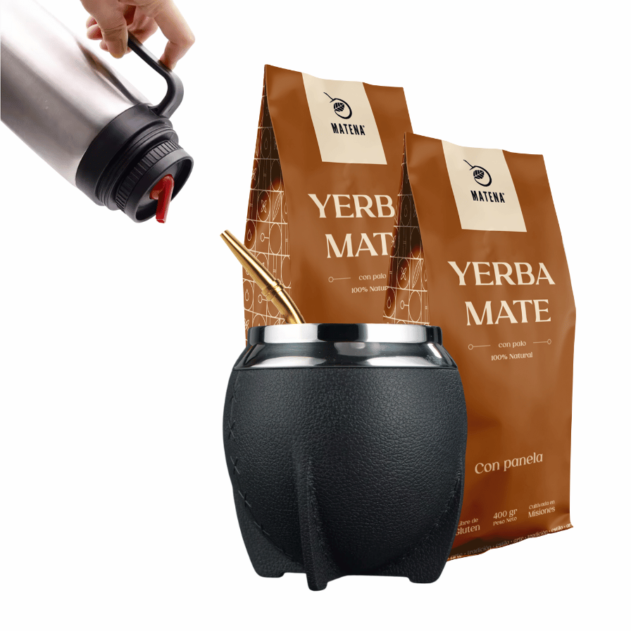Combo de Mate tipo Camionero color Negro