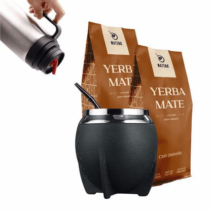 Combo de Mate tipo Camionero color Negro