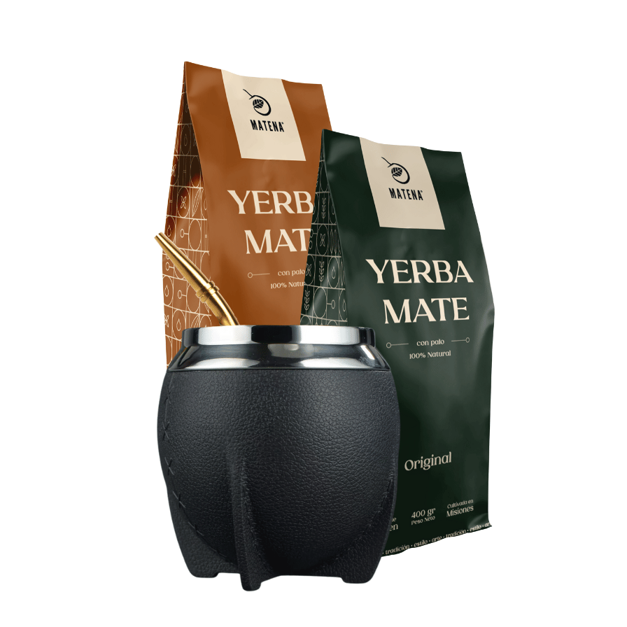 Combo de Mate tipo Camionero color Negro