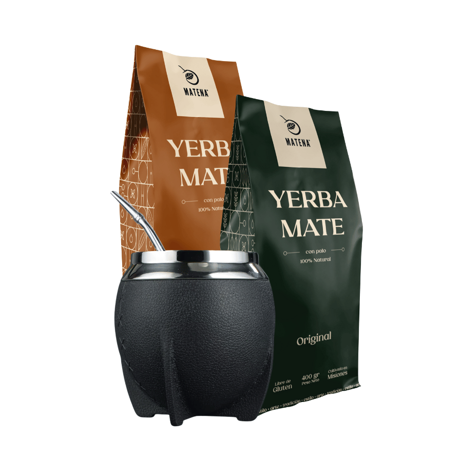 Combo de Mate tipo Camionero color Negro