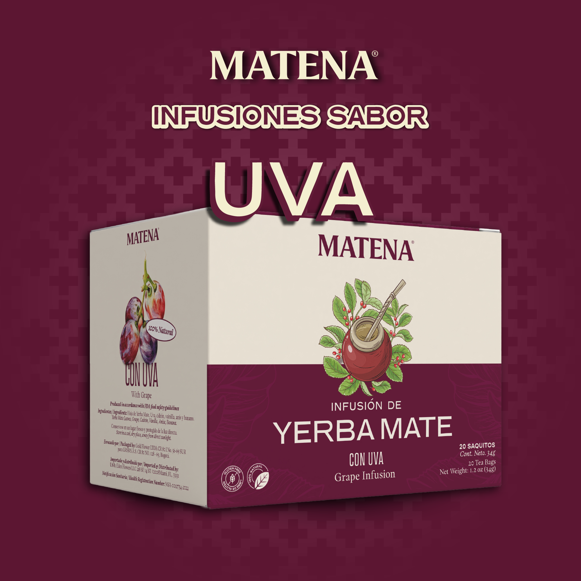 Yerba Mate en Saquitos con UVA (caja x 20 unidades)