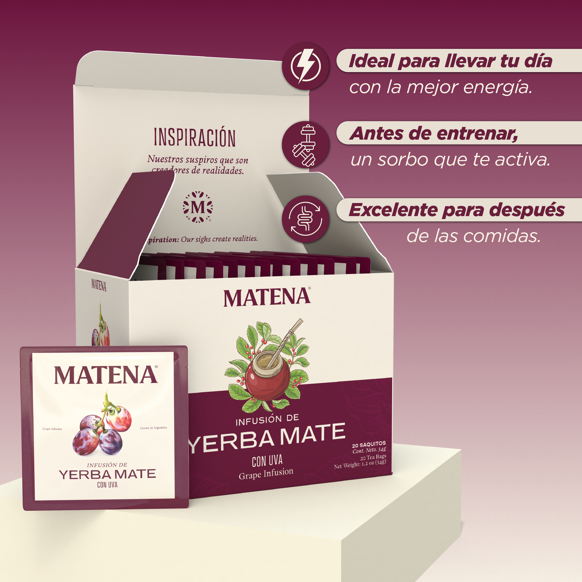 Yerba Mate en Saquitos con UVA (caja x 20 unidades)